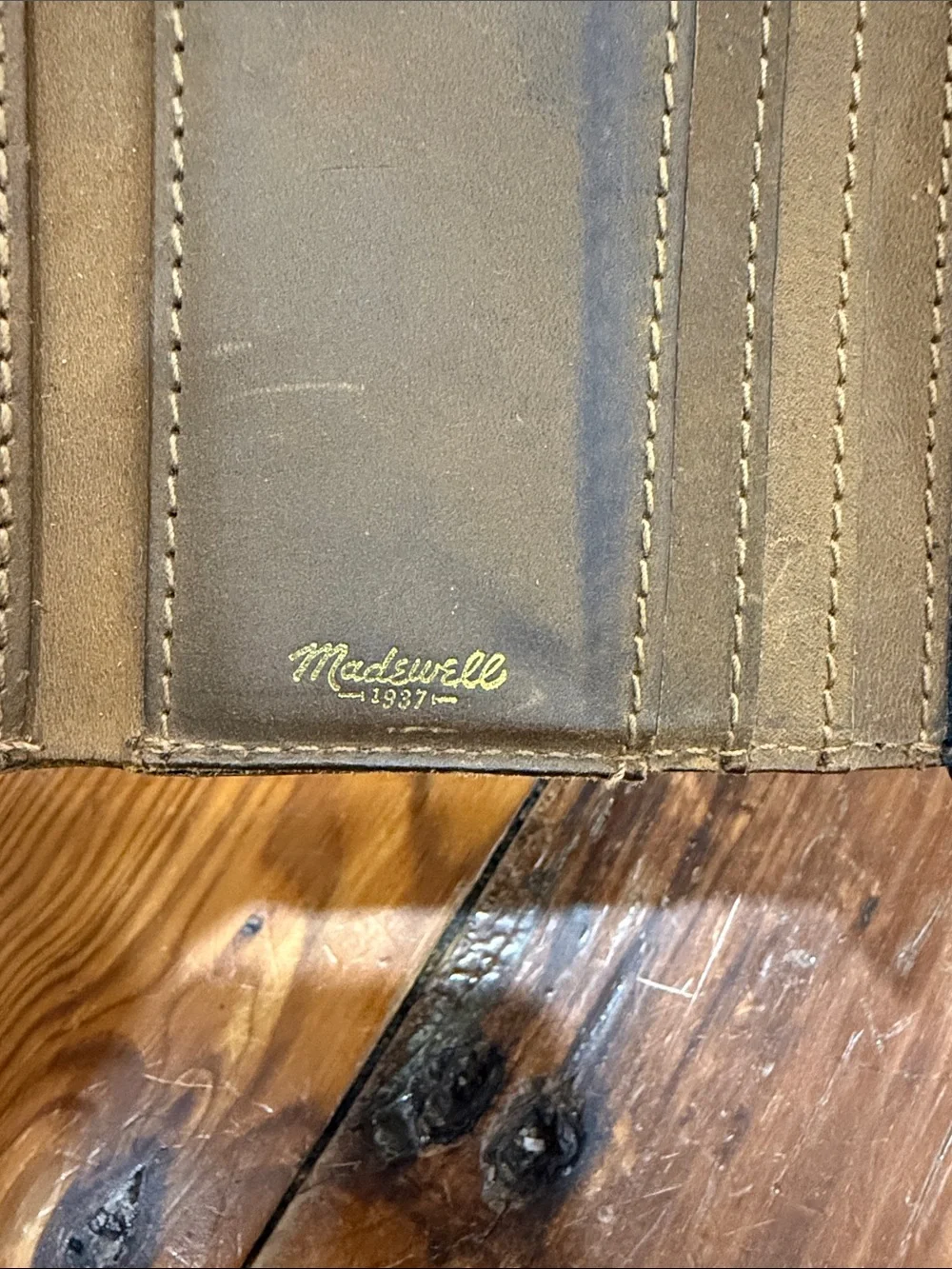 Madewell Two-Tone Leather Wallet in Black and Brown
